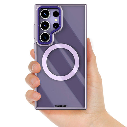 Galaxy S24 Ultra Kılıf M-safe Şarj Özellikli Sararma Önleyici Youngkit Crystal Grid Kapak Mor