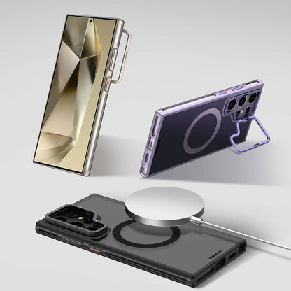 Galaxy S24 Ultra Kılıf M-safe Şarj Özellikli Sararma Önleyici Youngkit Crystal Grid Kapak Mor