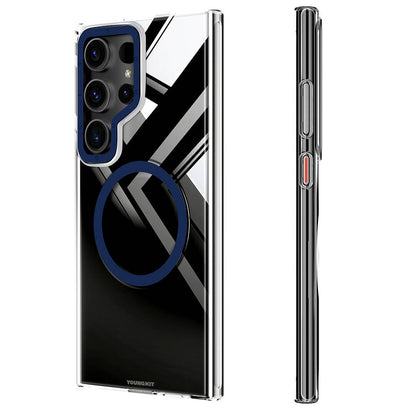 Galaxy S24 Ultra Kılıf M-safe Şarj Özellikli Sararmaya Karşı Dayanıklı Youngkit Clear Crystal Serisi Kapak Mavi