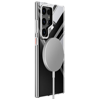 Galaxy S24 Ultra Kılıf M-safe Şarj Özellikli Sararmaya Karşı Dayanıklı Youngkit Clear Crystal Serisi Kapak Mavi