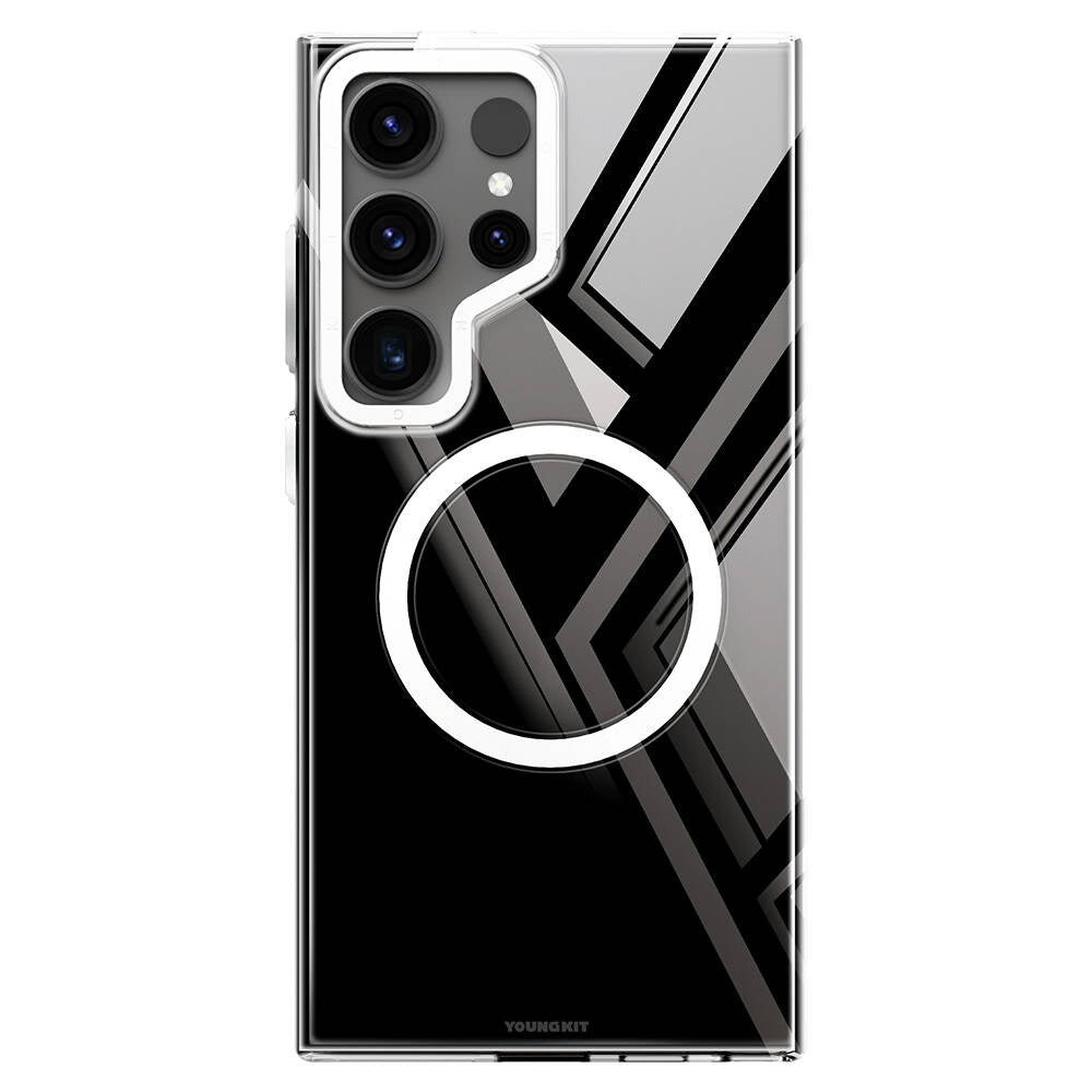 Galaxy S24 Ultra Kılıf M-safe Şarj Özellikli Sararmaya Karşı Dayanıklı Youngkit Clear Crystal Serisi Kapak Siyah