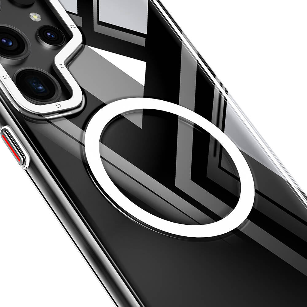 Galaxy S24 Ultra Kılıf M-safe Şarj Özellikli Sararmaya Karşı Dayanıklı Youngkit Clear Crystal Serisi Kapak Mavi