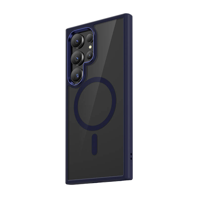 Galaxy S24 Ultra Kılıf M-safe Şarj Özellikli Şeffaf Arka Yüzey Benks MagClap TPU Çerçeve Kapak Gri