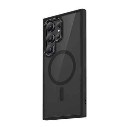 Galaxy S24 Ultra Kılıf M-safe Şarj Özellikli Şeffaf Arka Yüzey Benks MagClap TPU Çerçeve Kapak Gri