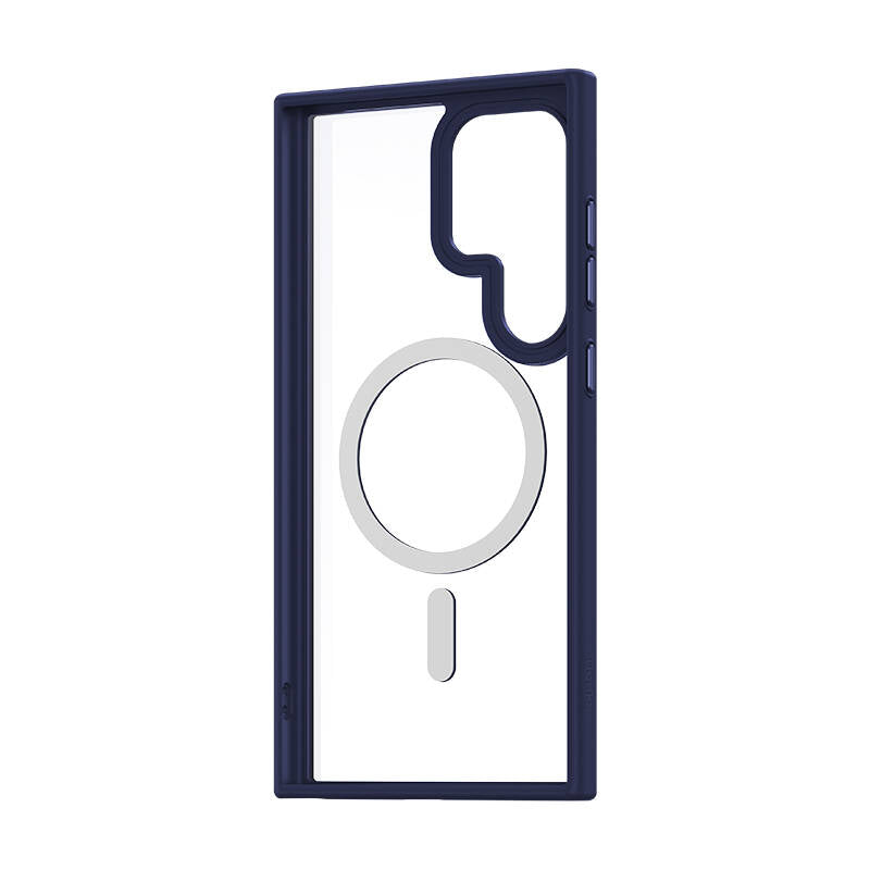 Galaxy S24 Ultra Kılıf M-safe Şarj Özellikli Şeffaf Arka Yüzey Benks MagClap TPU Çerçeve Kapak Mavi