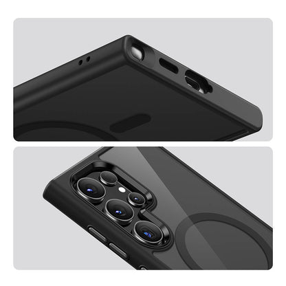 Galaxy S24 Ultra Kılıf M-safe Şarj Özellikli Şeffaf Arka Yüzey Benks MagClap TPU Çerçeve Kapak Gri