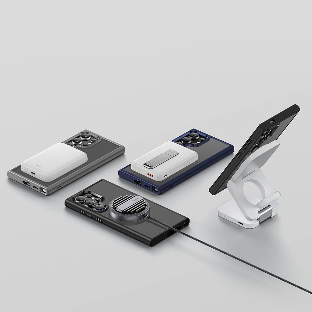 Galaxy S24 Ultra Kılıf M-safe Şarj Özellikli Şeffaf Arka Yüzey Benks MagClap TPU Çerçeve Kapak Mavi