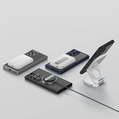 Galaxy S24 Ultra Kılıf M-safe Şarj Özellikli Şeffaf Arka Yüzey Benks MagClap TPU Çerçeve Kapak Mavi