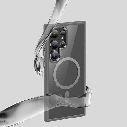 Galaxy S24 Ultra Kılıf M-safe Şarj Özellikli Şeffaf Arka Yüzey Benks MagClap TPU Çerçeve Kapak Gri