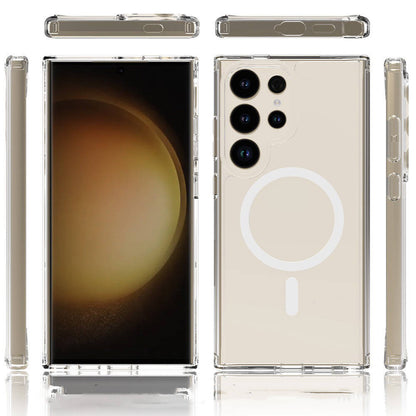 Galaxy S24 Ultra Kılıf M-safe Şarj Özellikli Şeffaf Sert PC Zore Embos Kapak Renksiz