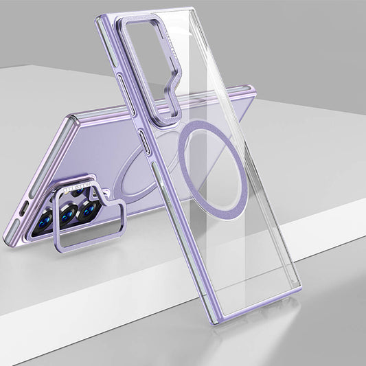 Galaxy S24 Ultra Kılıf M-safe Şarj Özellikli Wlons Standlı Efsane Kapak Mor