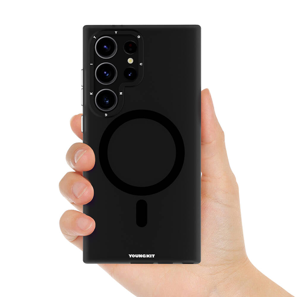 Galaxy S24 Ultra Kılıf M-safe Şarj Özellikli Youngkit Hidden Sand Serisi Kapak Siyah