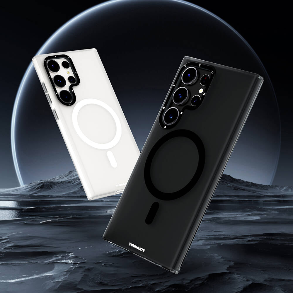 Galaxy S24 Ultra Kılıf M-safe Şarj Özellikli Youngkit Hidden Sand Serisi Kapak Beyaz