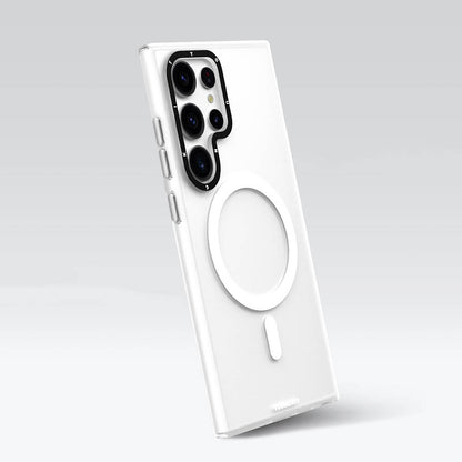 Galaxy S24 Ultra Kılıf M-safe Şarj Özellikli Youngkit Hidden Sand Serisi Kapak Beyaz