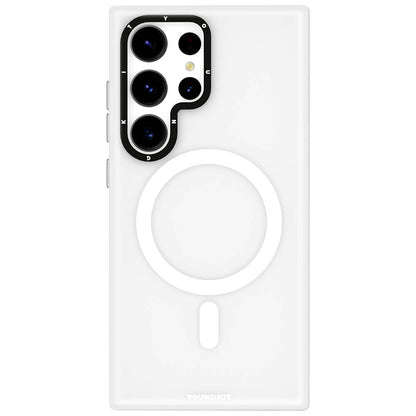 Galaxy S24 Ultra Kılıf M-safe Şarj Özellikli Youngkit Hidden Sand Serisi Kapak Beyaz