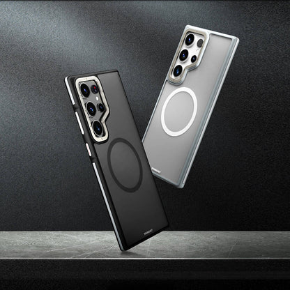 Galaxy S24 Ultra Kılıf M-safe Şarj Özellikli Youngkit Rock Sand Serisi Kapak Gri