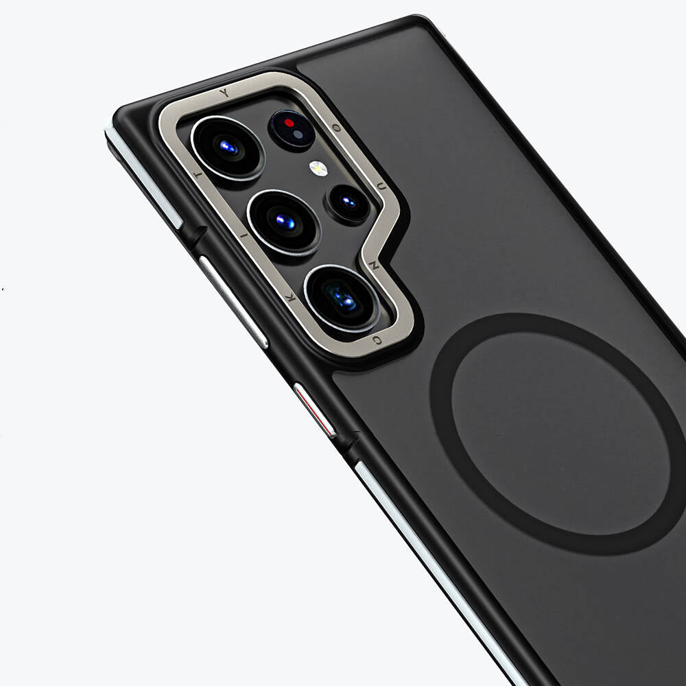 Galaxy S24 Ultra Kılıf M-safe Şarj Özellikli Youngkit Rock Sand Serisi Kapak Gri