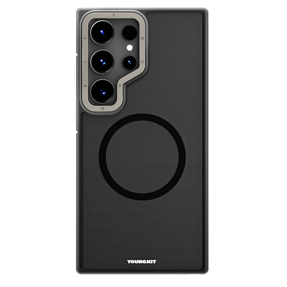 Galaxy S24 Ultra Kılıf M-safe Şarj Özellikli Youngkit Rock Sand Serisi Kapak Siyah