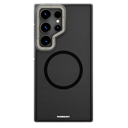 Galaxy S24 Ultra Kılıf M-safe Şarj Özellikli Youngkit Rock Sand Serisi Kapak Siyah