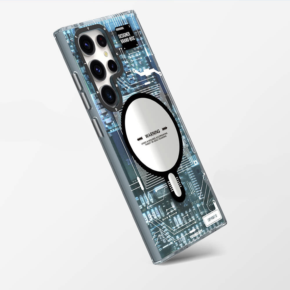 Galaxy S24 Ultra Kılıf M-safe Şarj Özellikli YoungKit Technology Serisi Kapak Mavi