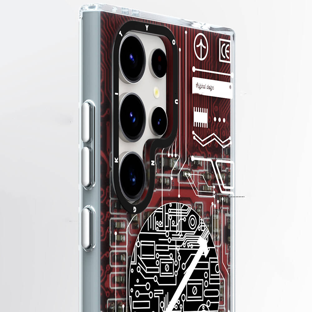 Galaxy S24 Ultra Kılıf M-safe Şarj Özellikli YoungKit Technology Serisi Kapak Kırmızı