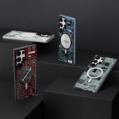 Galaxy S24 Ultra Kılıf M-safe Şarj Özellikli YoungKit Technology Serisi Kapak Beyaz