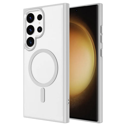 Galaxy S24 Ultra Kılıf M-safe Şarj Özellikli Zore Krom M-safe Silikon Kapak Derin Mor