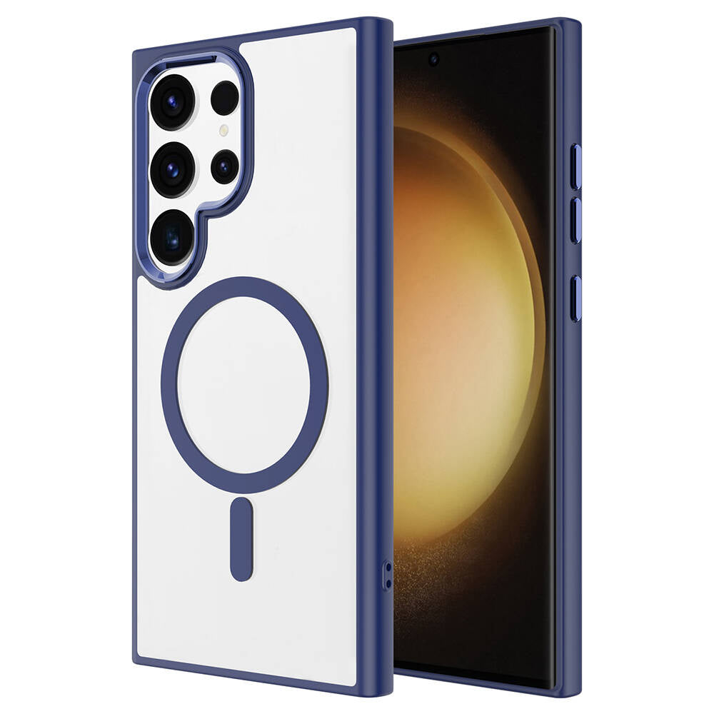 Galaxy S24 Ultra Kılıf M-safe Şarj Özellikli Zore Krom M-safe Silikon Kapak Siyah