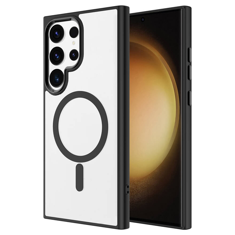 Galaxy S24 Ultra Kılıf M-safe Şarj Özellikli Zore Krom M-safe Silikon Kapak Pembe