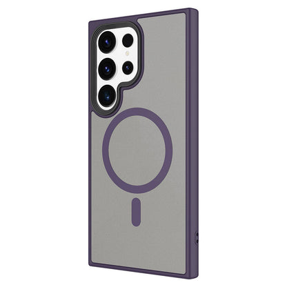 Galaxy S24 Ultra Kılıf Sert PC Arka Yüzey Wireless Şarj Özellikli Zore Flet M-safe Kapak Lacivert