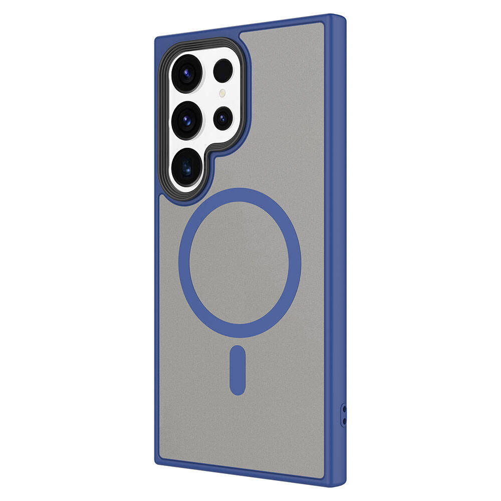 Galaxy S24 Ultra Kılıf Sert PC Arka Yüzey Wireless Şarj Özellikli Zore Flet M-safe Kapak Gri