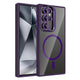 Galaxy S24 Ultra Kılıf Standlı ve Kamera Lens Hediyeli M-Safe Şarj Özellikli Zore Etro Kapak Derin Mor