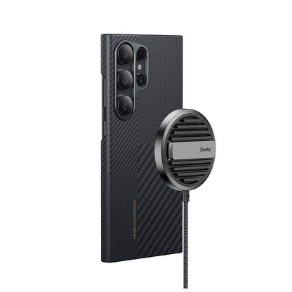 Galaxy S24 Ultra M-safe Şarj Özellikli Karbon Fiber Benks Montage ArmorAir Kevlar Kapak Siyah