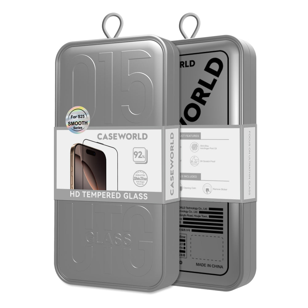 Galaxy S25 CaseWorld 0.25mm HD 3D Temperli Cam Ekran Koruyucu + Uygulama Aparatlı Şeffaf