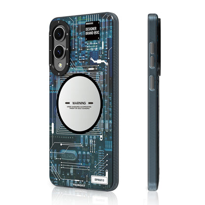 Galaxy S25 Edge Kılıf M-safe Şarj Özellikli Youngkit Technology Serisi Kapak Mavi