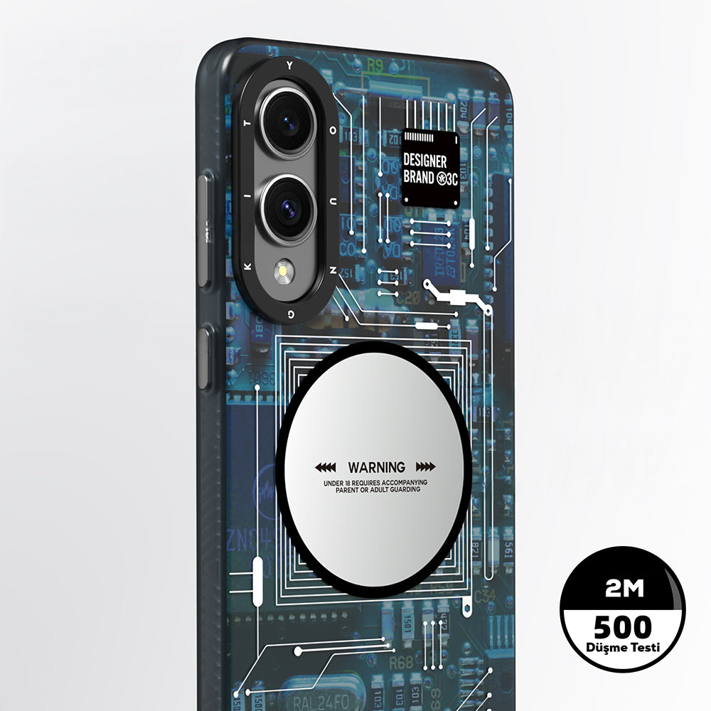 Galaxy S25 Edge Kılıf M-safe Şarj Özellikli Youngkit Technology Serisi Kapak Gri