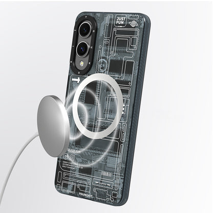 Galaxy S25 Edge Kılıf M-safe Şarj Özellikli Youngkit Technology Serisi Kapak Mavi