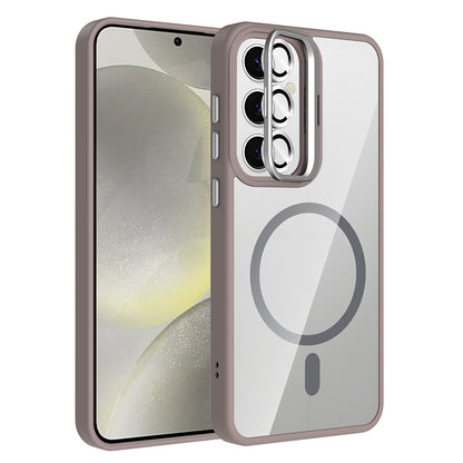 Galaxy S25 FE Kılıf Standlı ve Kamera Lens Hediyeli M-Safe Şarj Özellikli Zore Etro Kapak