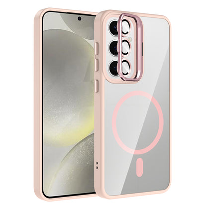 Galaxy S25 FE Kılıf Standlı ve Kamera Lens Hediyeli M-Safe Şarj Özellikli Zore Etro Kapak