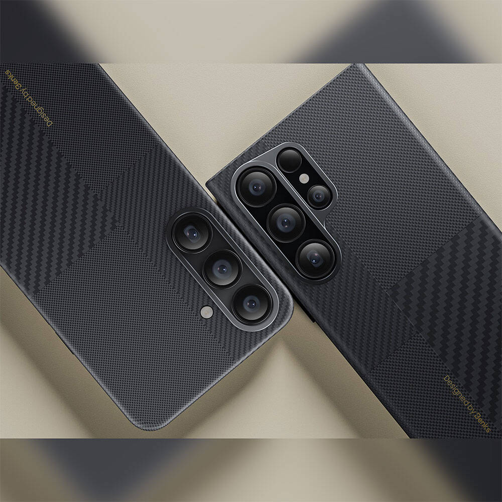 Galaxy S25 Kılıf M-safe Şarj Özellikli Karbon Fiber Benks Montage ArmorAir Kevlar Kapak Siyah