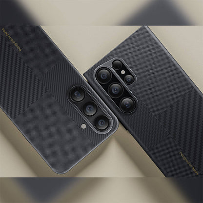 Galaxy S25 Kılıf M-safe Şarj Özellikli Karbon Fiber Benks Montage ArmorAir Kevlar Kapak Siyah