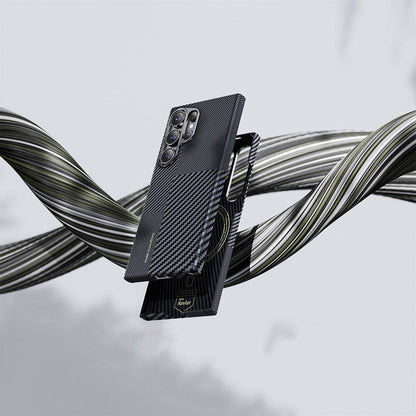 Galaxy S25 Kılıf M-safe Şarj Özellikli Karbon Fiber Benks Montage ArmorAir Kevlar Kapak Siyah