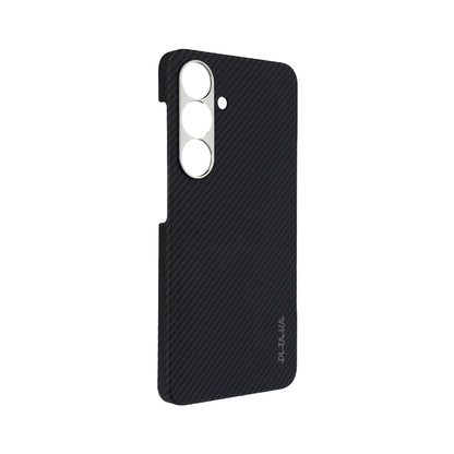 Galaxy S25 Kılıf M-safe Şarj Özellikli 600D Aramid Fiber Pitaka Ultra-Slim Classic Serisi Black-Grey Twill Kapak Siyah-Gri