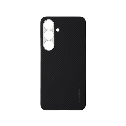 Galaxy S25 Kılıf M-safe Şarj Özellikli 600D Aramid Fiber Pitaka Ultra-Slim Classic Serisi Black-Grey Twill Kapak Siyah-Gri