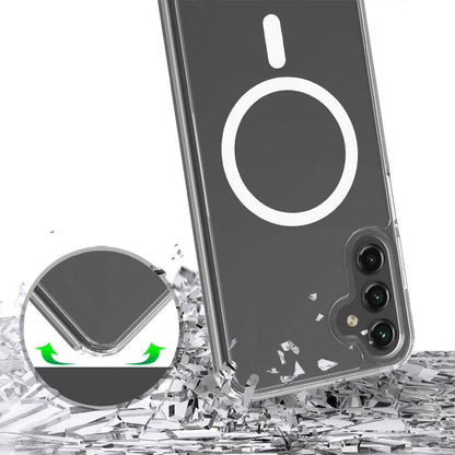 Galaxy S25 Kılıf M-safe Şarj Özellikli Şeffaf Sert PC Zore Embos Kapak Şeffaf