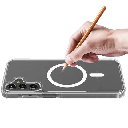 Galaxy S25 Kılıf M-safe Şarj Özellikli Şeffaf Sert PC Zore Embos Kapak Şeffaf