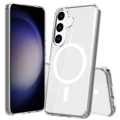 Galaxy S25 Kılıf M-safe Şarj Özellikli Şeffaf Sert PC Zore Embos Kapak Şeffaf