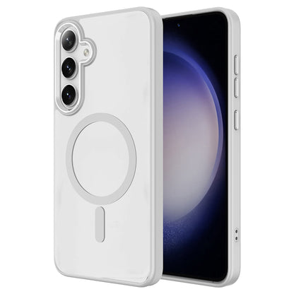 Galaxy S25 Kılıf M-safe Şarj Özellikli Zore Krom M-safe Silikon Kapak Gri