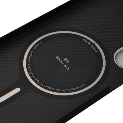 Galaxy S25 Plus Kılıf M-safe Şarj Özellikli 600D Aramid Fiber Pitaka Ultra-Slim Classic Serisi Black-Grey Twill Kapak Siyah-Gri