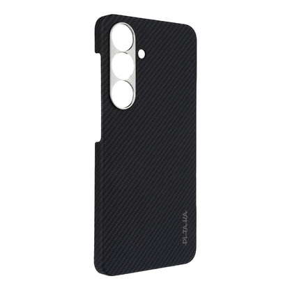 Galaxy S25 Plus Kılıf M-safe Şarj Özellikli 600D Aramid Fiber Pitaka Ultra-Slim Classic Serisi Black-Grey Twill Kapak Siyah-Gri